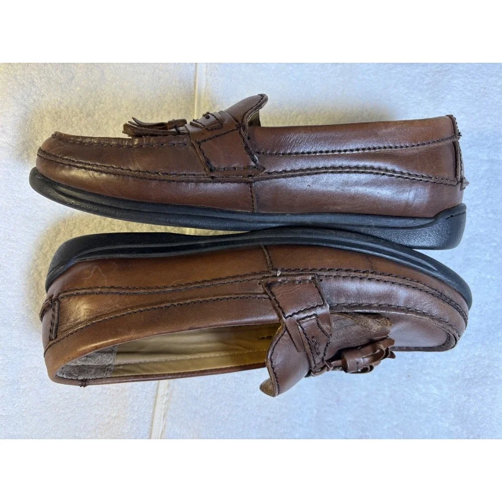 Dockers Tassel Loafer Mens 8.5M Brown Leather Kiltie Moc Toe Dress Shoes 90-7326